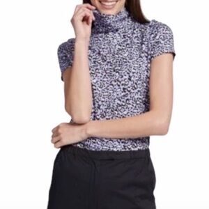 TYLER BOE NWT Cheetah Print Turtleneck Top Size Large in Thistle Purple